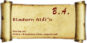 Blauhorn Alán névjegykártya